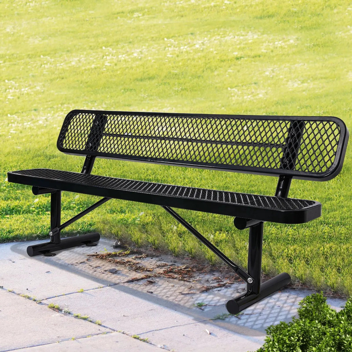 Outdoor Steel Bench With Backrest by Unique Piece Furniture
