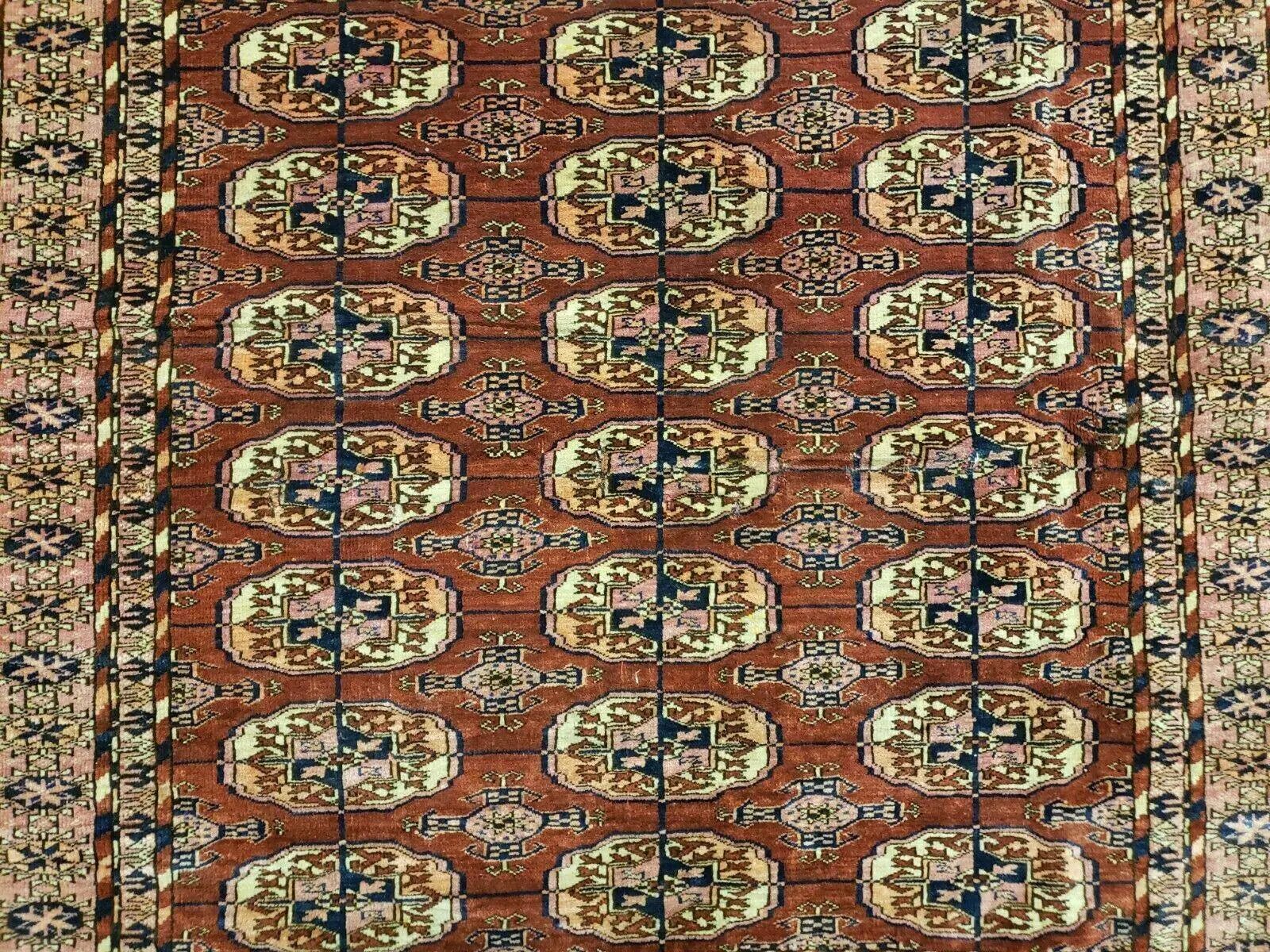 4' X 4' Antique Handmade Turkoman Bokhara Balouch Woven Wool Rug Brick Red Nice by Jewel Rugs