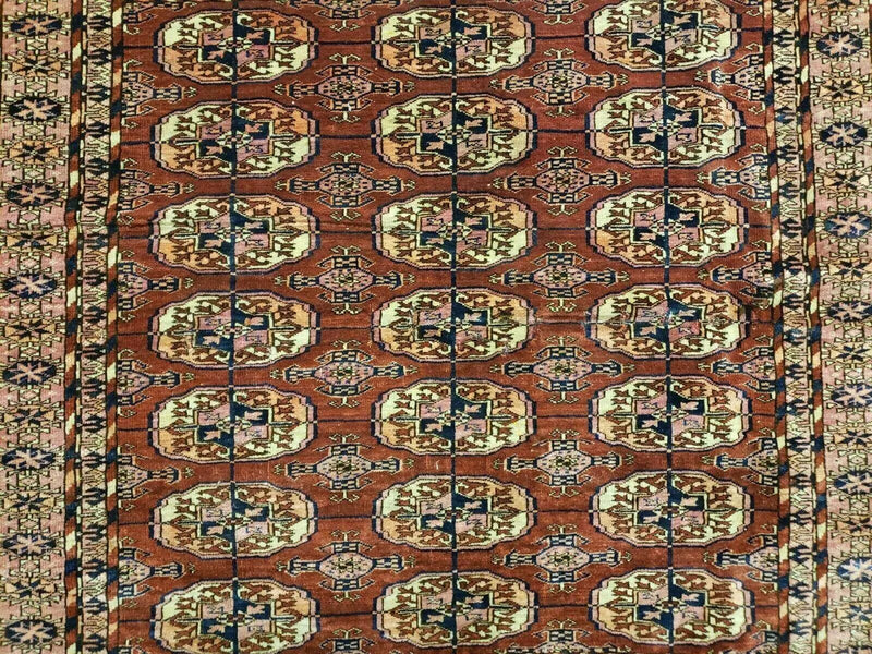 4' X 4' Antique Handmade Turkoman Bokhara Balouch Woven Wool Rug Brick Red Nice by Jewel Rugs
