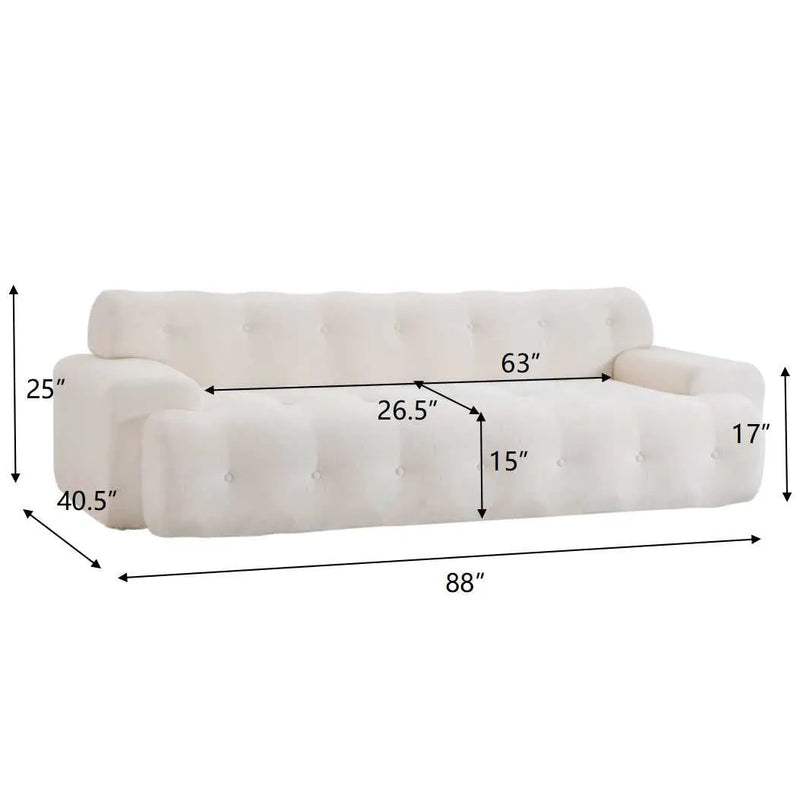 88 in. Cloud 3 Seater Chenille Sofa with Button Tufted Upholstery by HouseOfZazla
