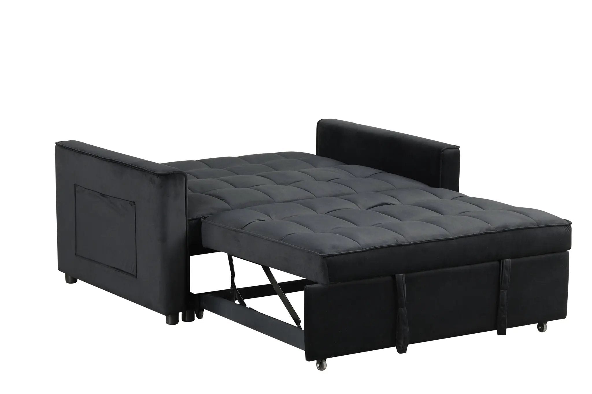 Maeve - Convertible Sleeper Loveseat With Tufting and Side Pocket - Black by Unique Piece Furniture