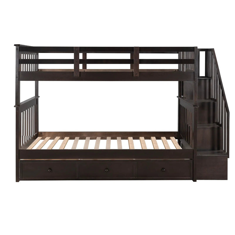 Stairway Bunk Bed With Storage And Guard Rail For Bedroom by Unique Piece Furniture