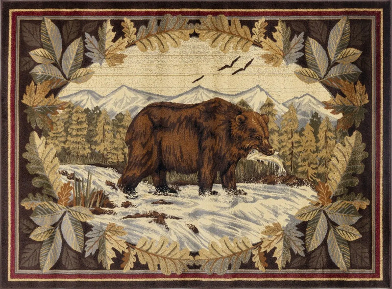 Nature's Nest - 5'3" X 7'3" Lodge Area Rug - Multi, Brown by Unique Piece Furniture