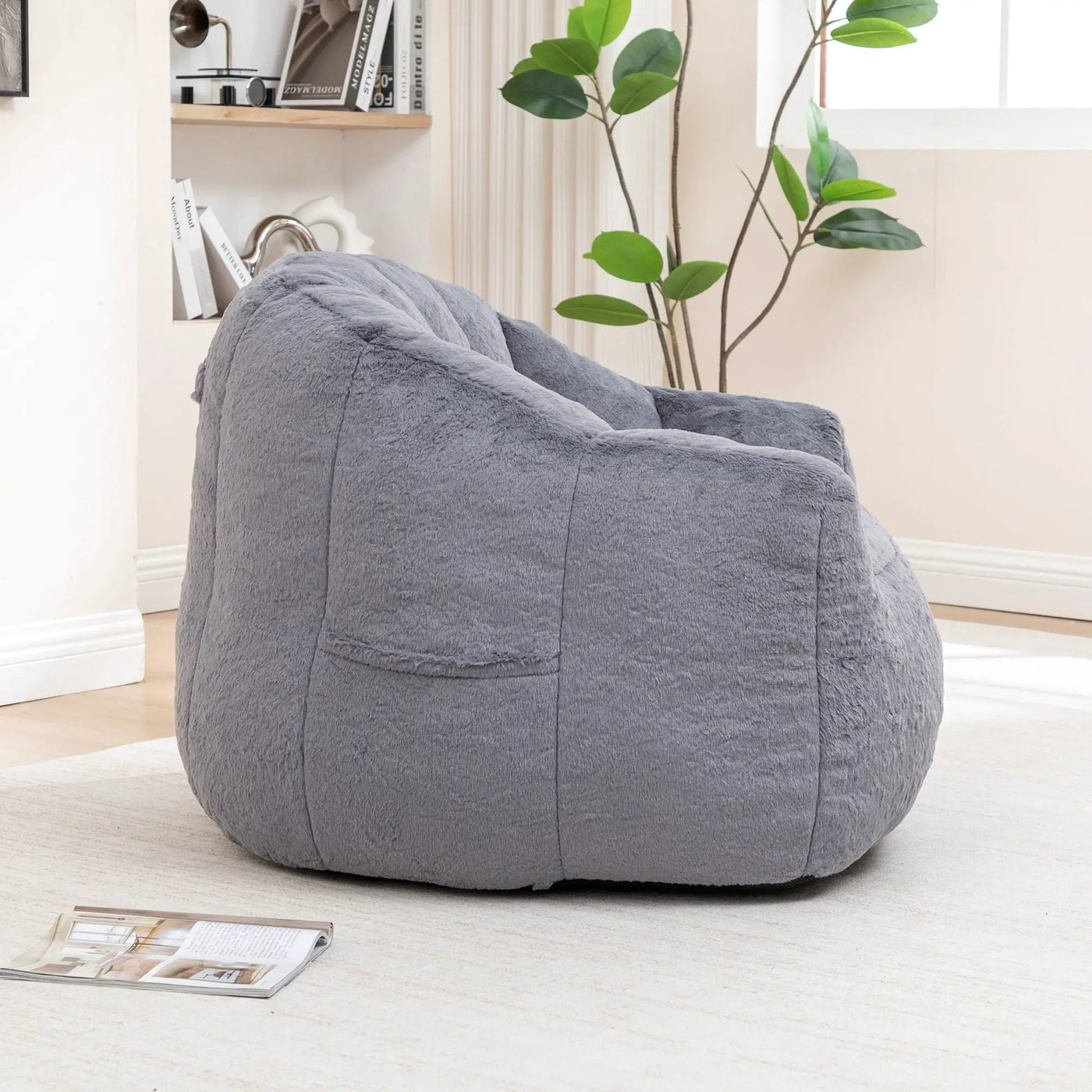 Beanbag Chair, Beanbag Sofa Chair With Armrests Stuffed High Density Foam by Unique Piece Furniture