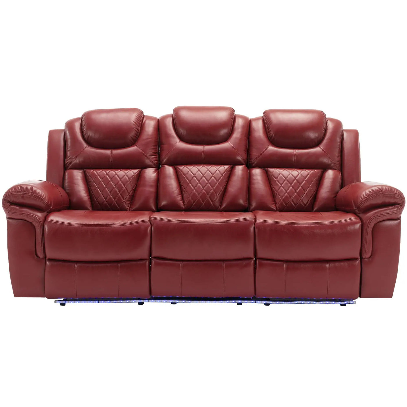 3 Pieces Recliner Sofa Sets Home Theater Seating Manual Recliner Chair With Center Console And LED Light Strip For Living Room by HouseOfZazla