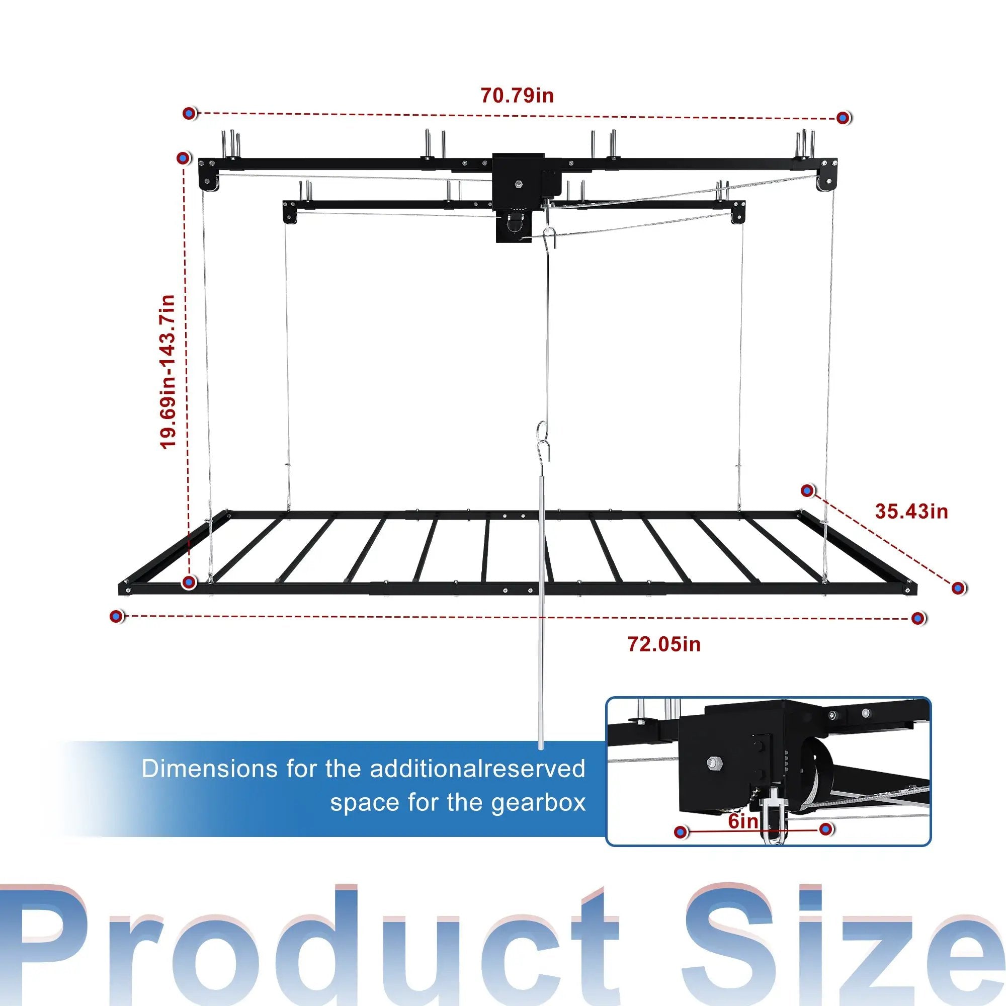 Black Overhead Garage Storage Rack 3x6 FT for High Ceilings by HouseOfZazla