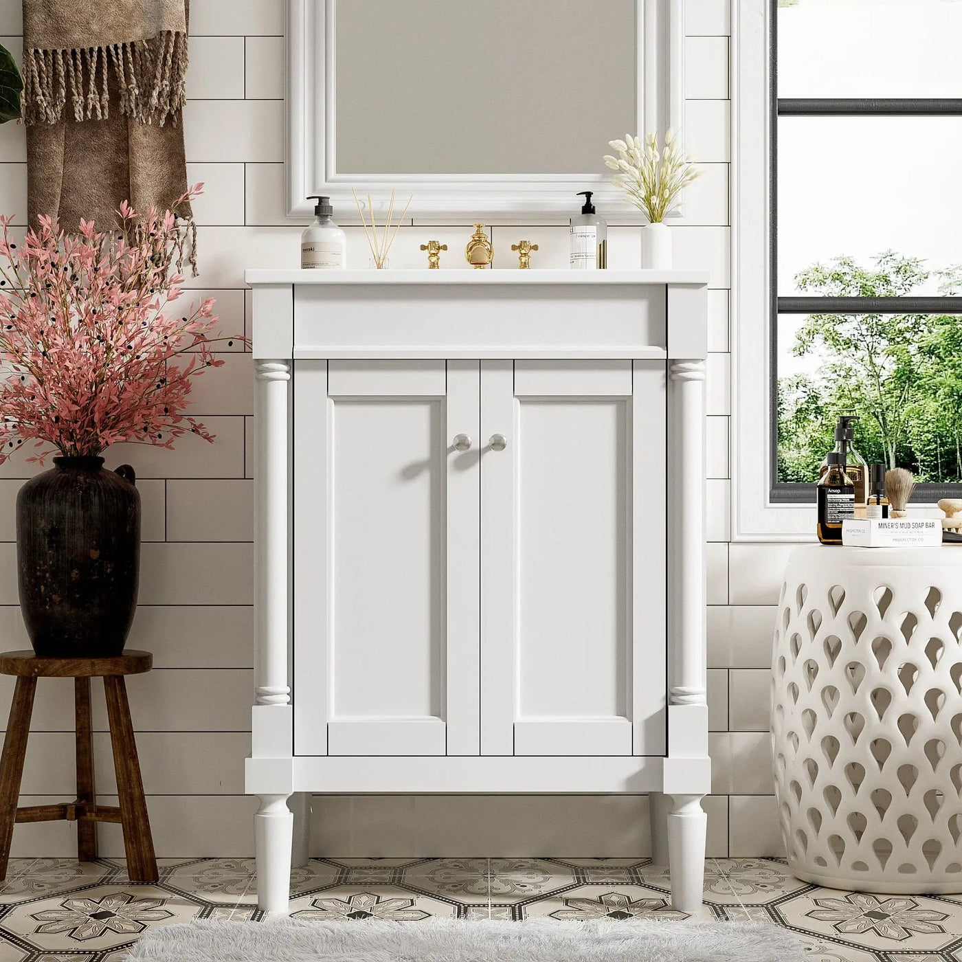 Bathroom Vanity With Top Sink, 2 Tier Storage Cabinet by HouseOfZazla