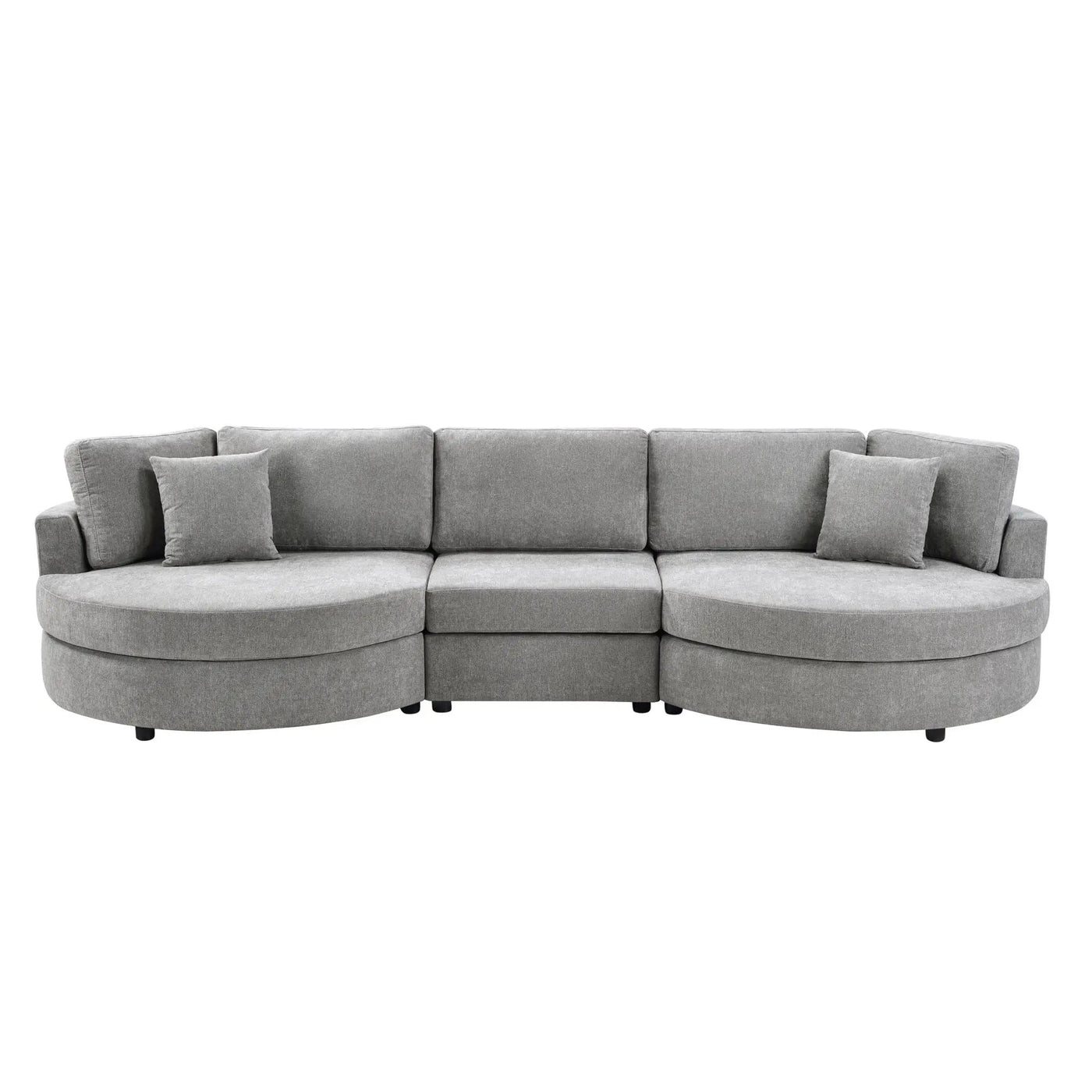 Modern 3 Seater Upholstered Sofa With Curved Design by HouseOfZazla