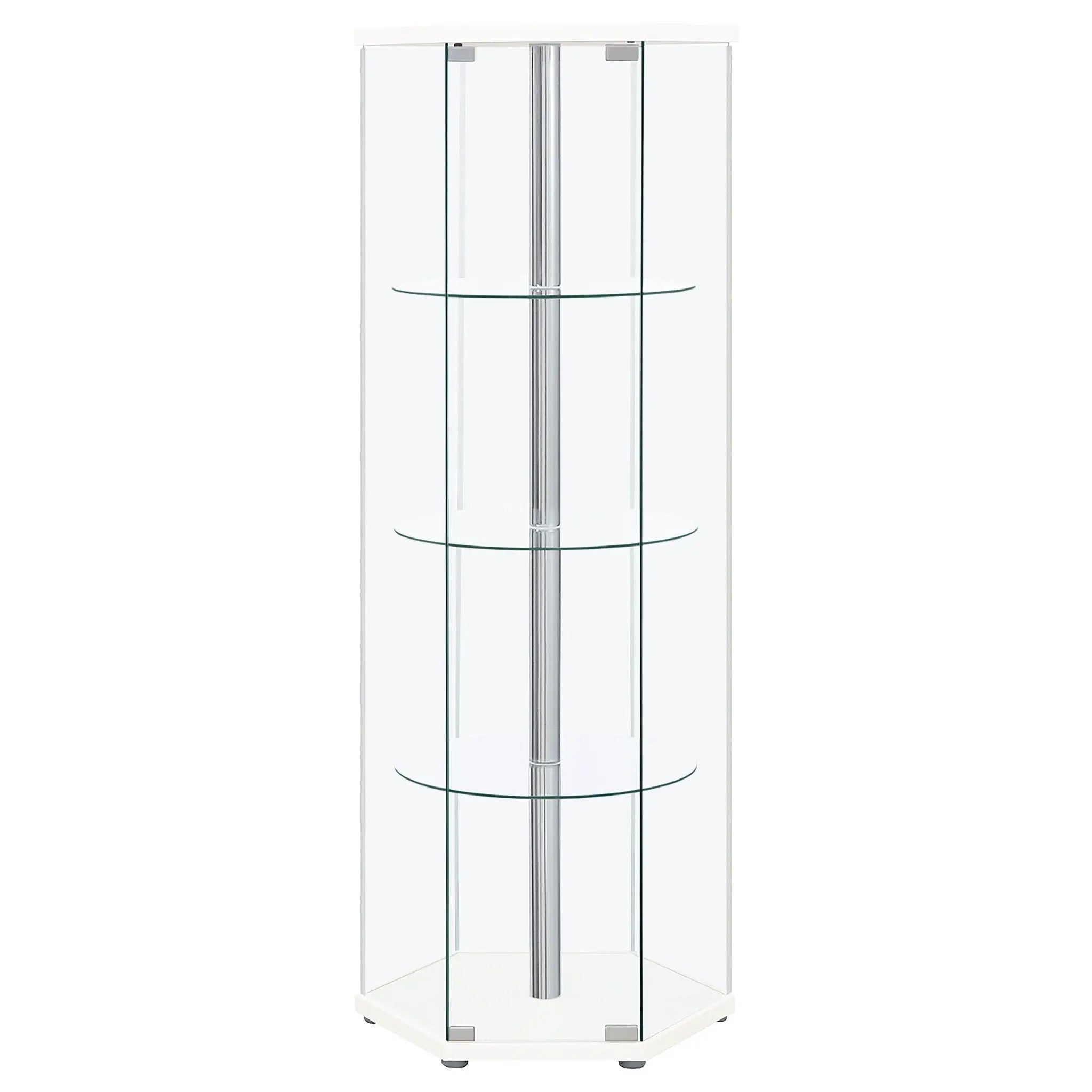 Zahavah 4-shelf Hexagonal Clear Glass Curio Cabinet White by Unique Piece Furniture