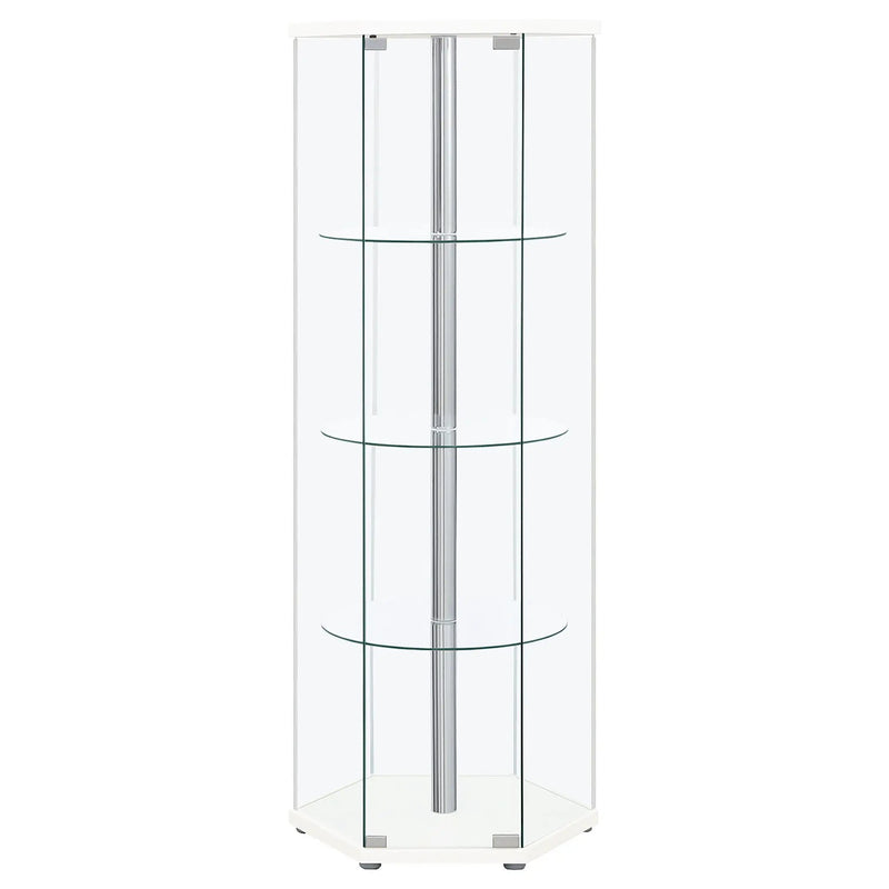 Zahavah 4-shelf Hexagonal Clear Glass Curio Cabinet White by Unique Piece Furniture