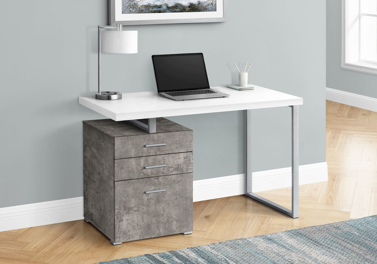 Computer Desk with Reversible Storage Drawers - Gray or Dark Gray, photo 4 of 8