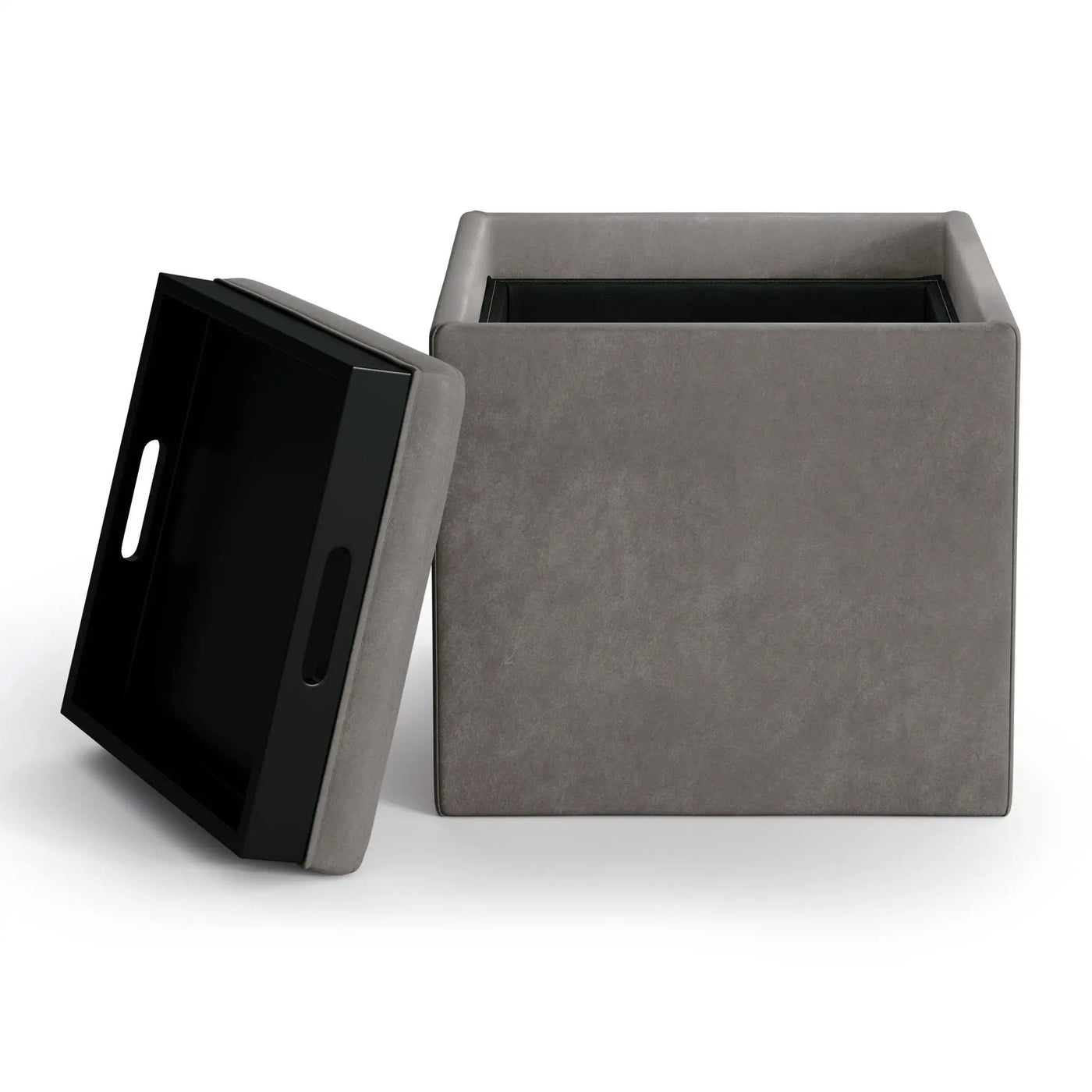 Rockwood - Upholstered Cube Storage Ottoman With Tray by HouseOfZazla