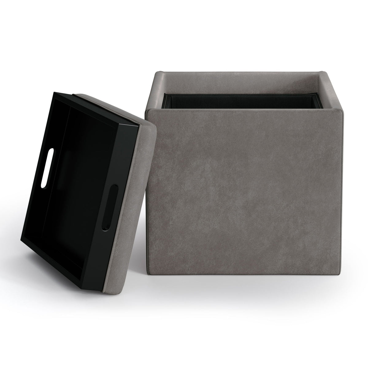 Upholstered Cube Storage Ottoman with Removable Serving Tray - Multiple Colors, photo 23 of 40