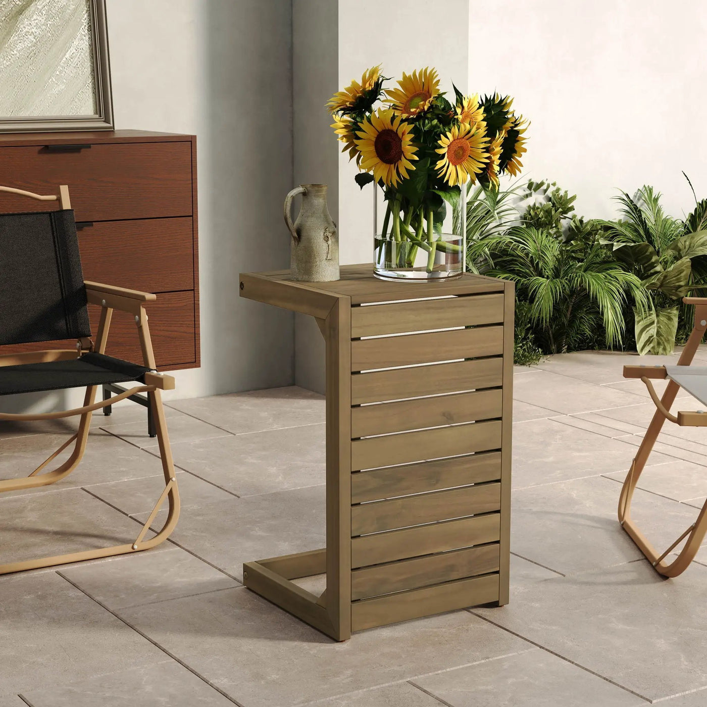 Aluminum Outdoor C-Shaped Side Table for Patio by HouseOfZazla