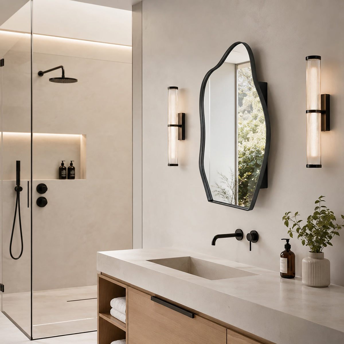 Irregular Cloud-Shaped Medicine Cabinet with Adjustable Glass Shelves - Matte, photo 6 of 10