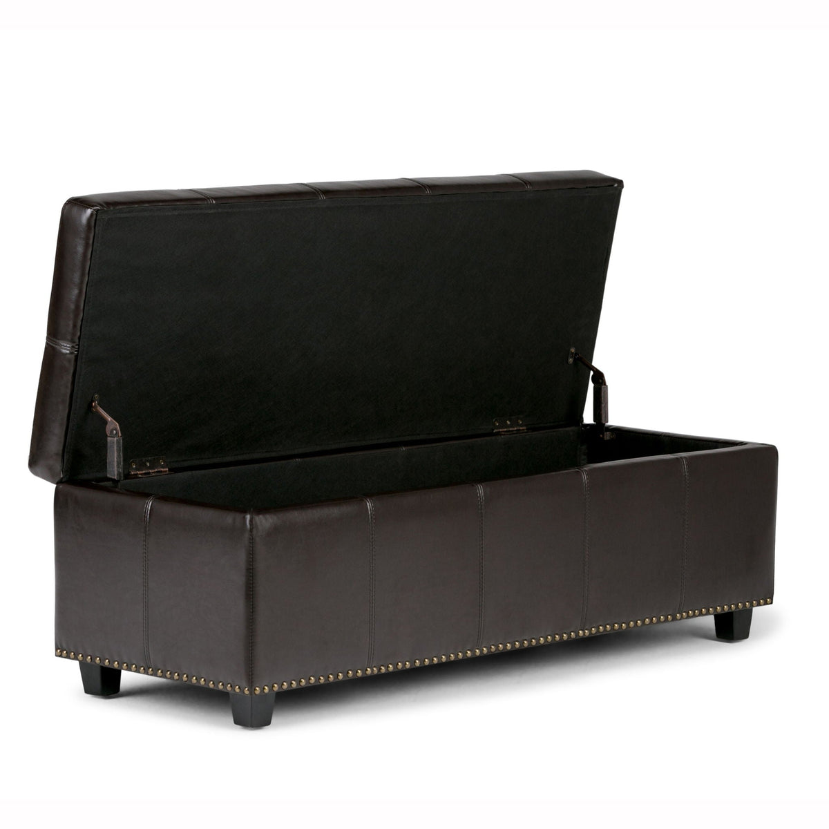 Upholstered Large Storage Ottoman with Child Safety Hinge - Dark Brown, Red, Pearl Silver, photo 10 of 29