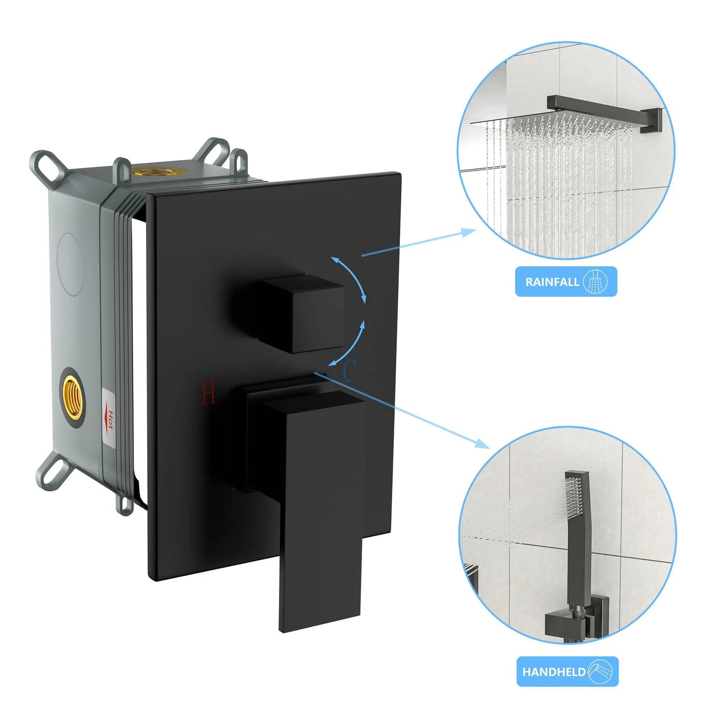 Modern Shower System With Adjustable Slide Bar, Stainless Steel And Brass Construction by HouseOfZazla