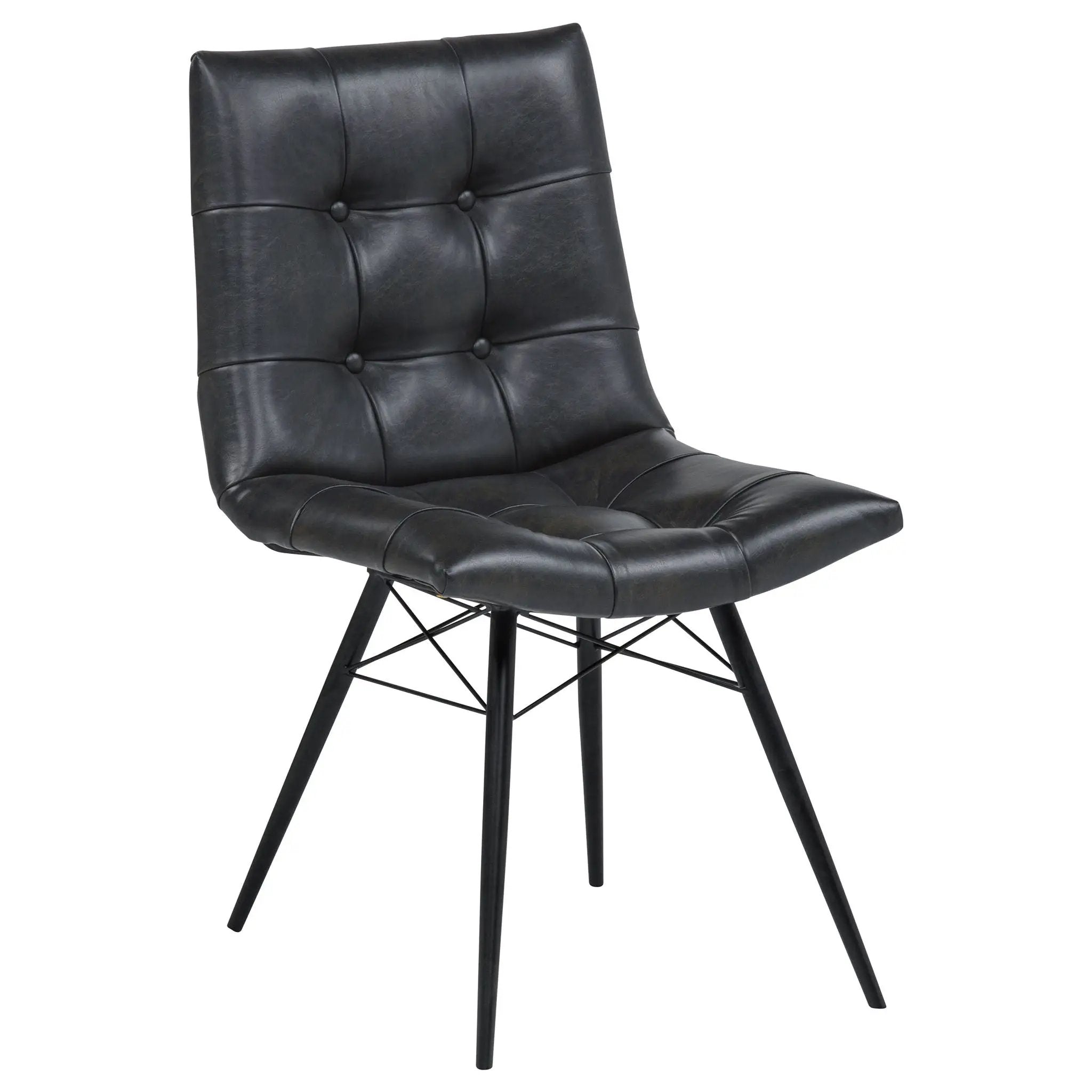 Aiken Faux Leather Upholstered Dining Side Chair Charcoal Grey (Set of 4) by Unique Piece Furniture