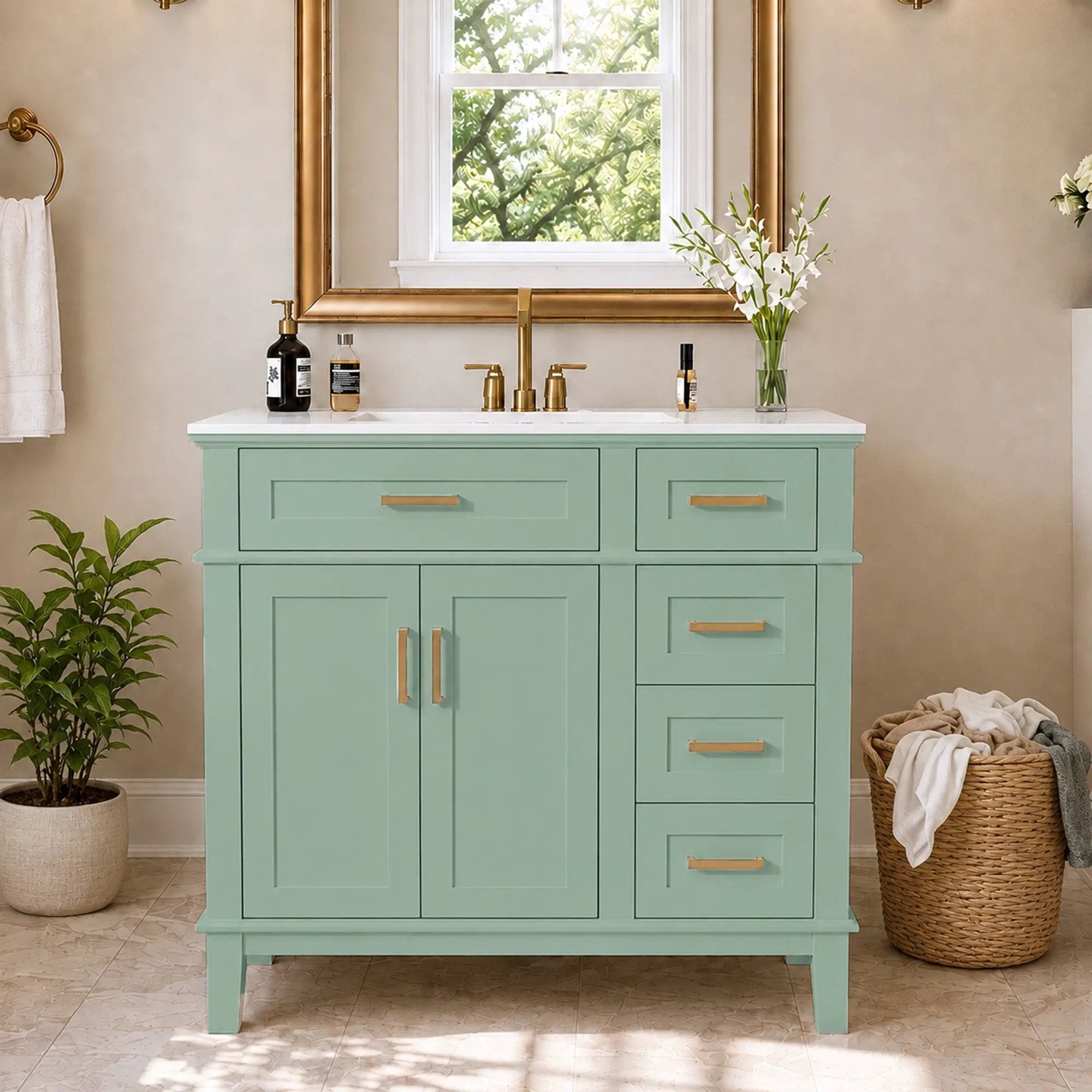 36" Light Green Bathroom Vanity by HouseOfZazla