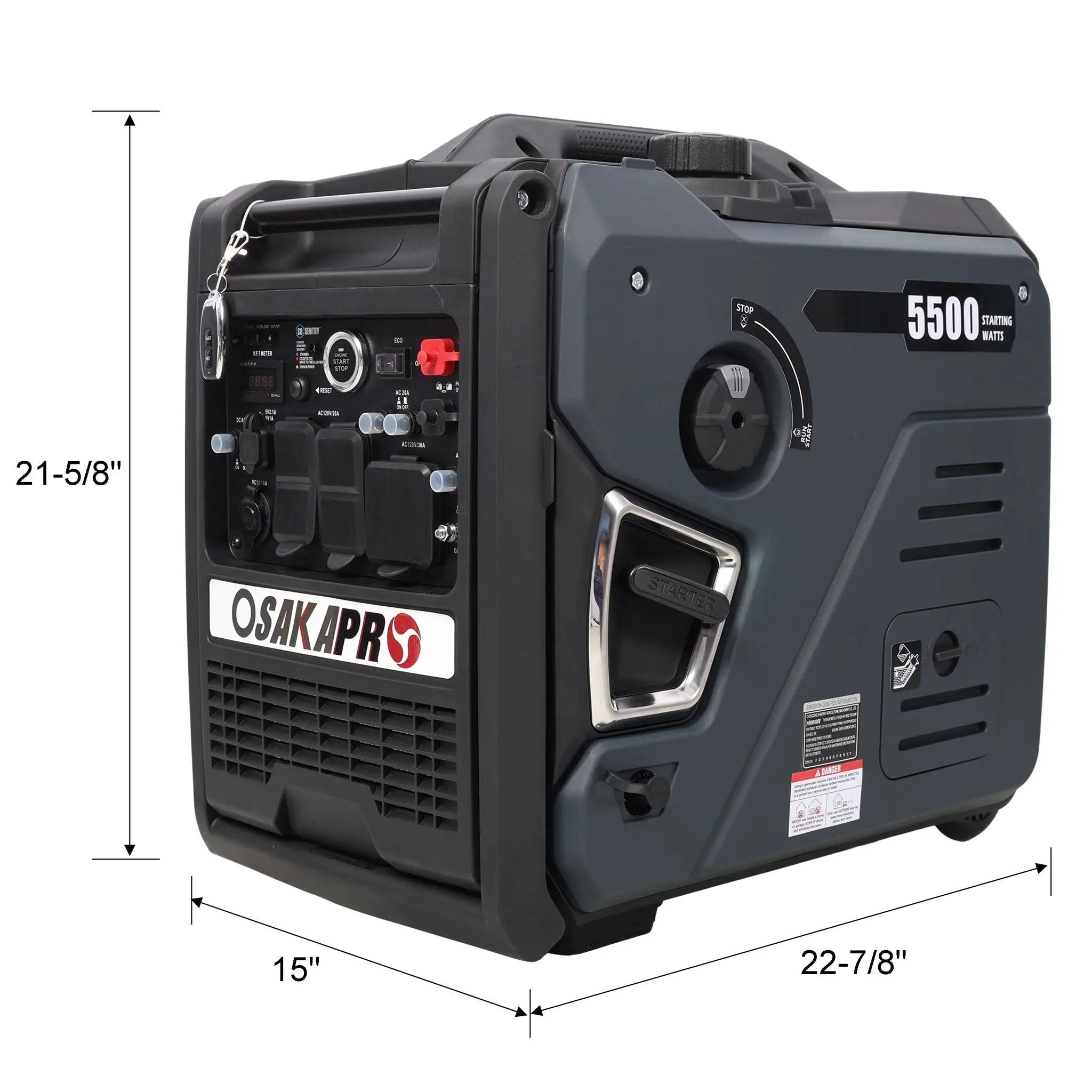 Super Quiet Inverter Generator 5.5Kw Portable Dual Fuel Electric & Remote Start Aluminium by HouseOfZazla
