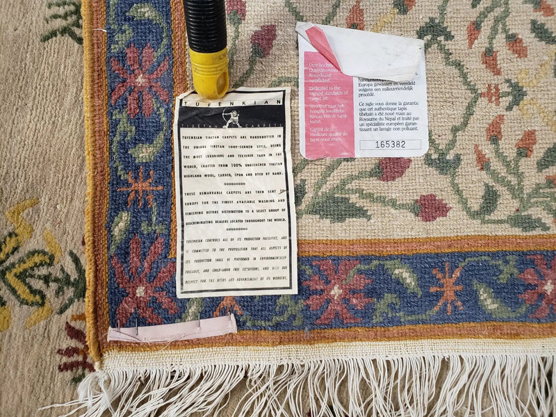 Tufenkian Rug 5.9 x 8.6, Tibetan Nepalese Rug, Hand Knotted, Soft Shiny Wool, Repeated Motifs, Contemporary Modern, Area Rug 6x9, Vintage by Jewel Rugs