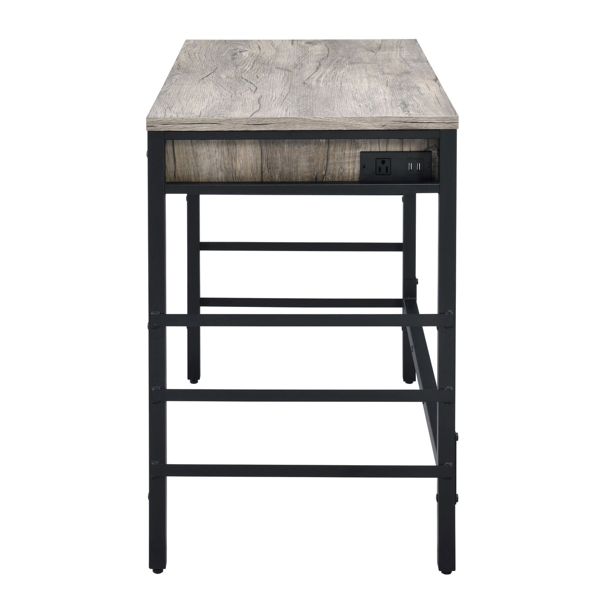 Light Weathered Writing Desk with Storage Drawers and USB Ports - Light Weathered Oak, photo 5 of 9