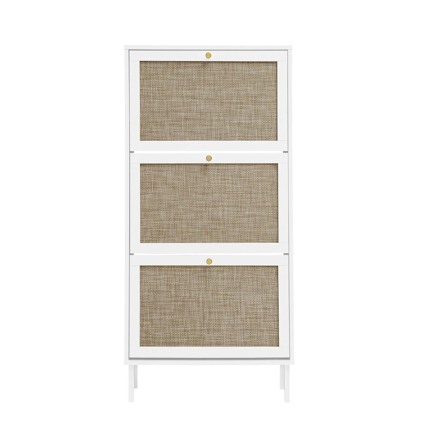 Modern Rattan 3 Door Shoe Rack Cabinet for Entryway by HouseOfZazla