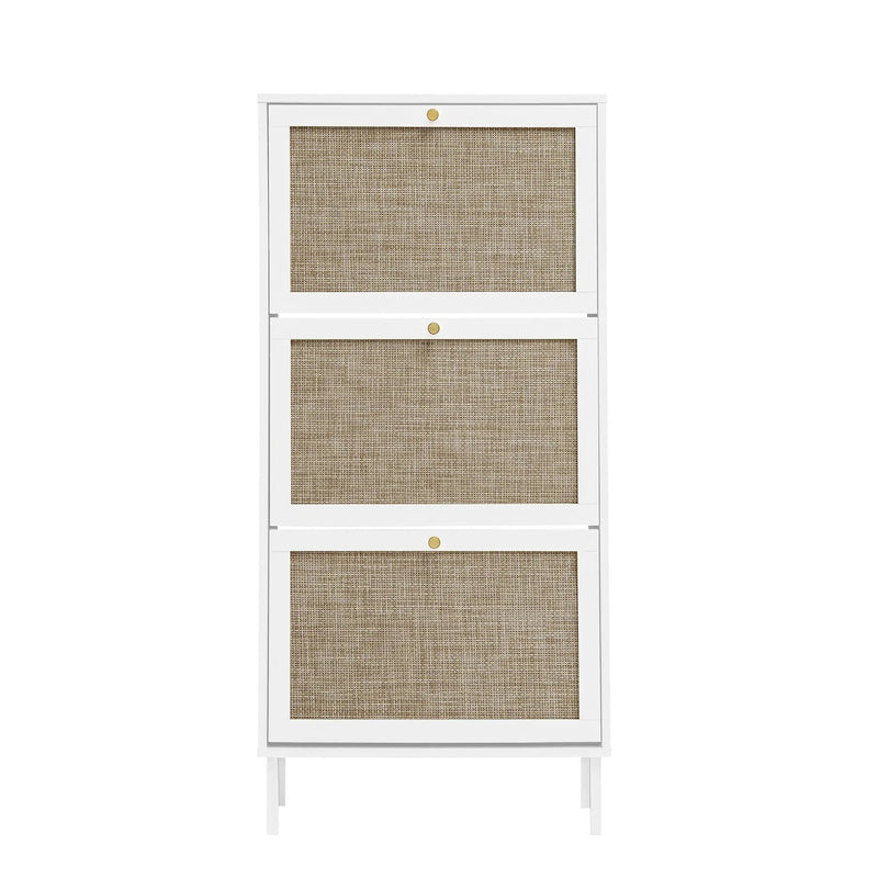 Modern Rattan 3 Door Shoe Rack Cabinet for Entryway by HouseOfZazla