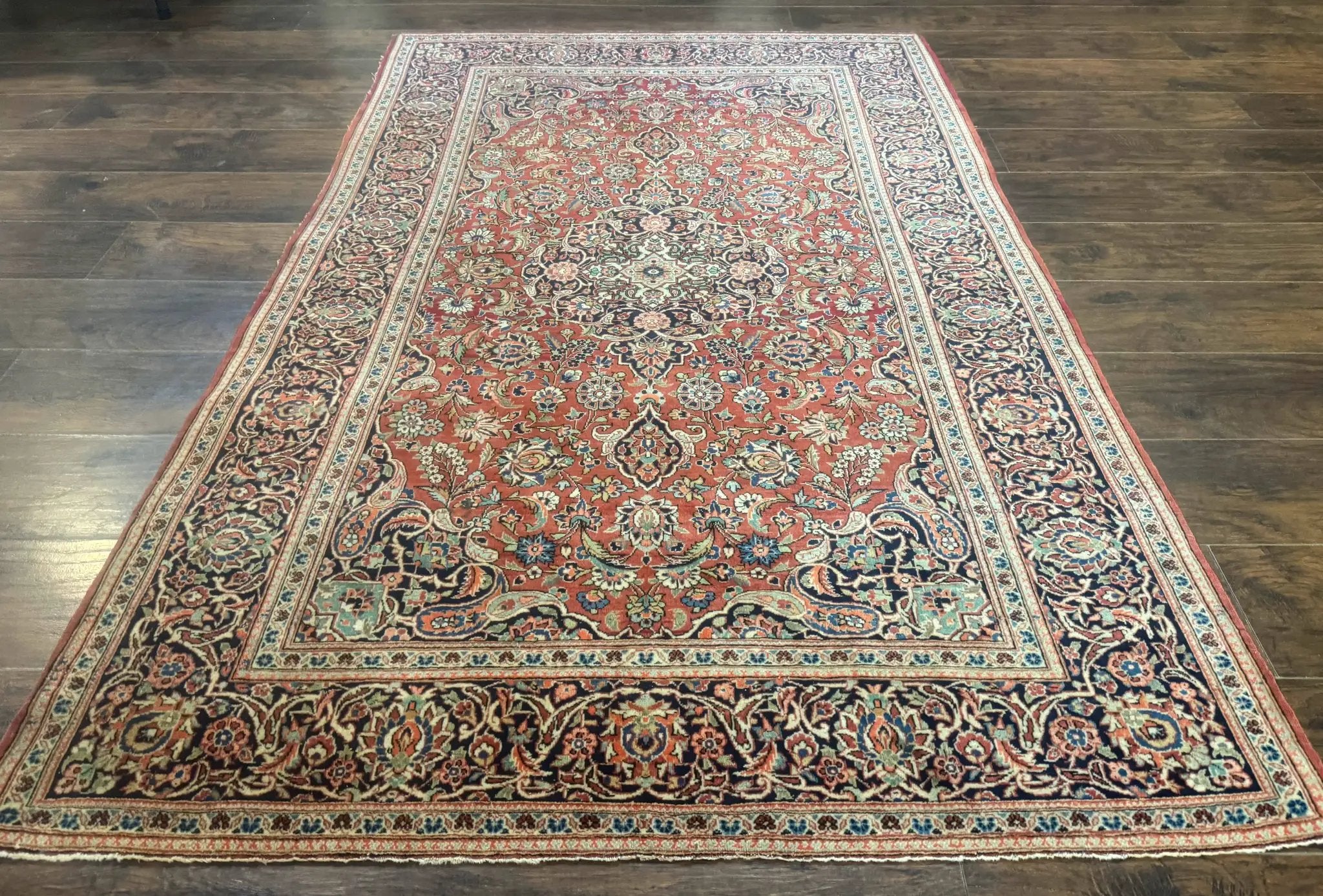Persian Kashan Rug 4x7, Red, Floral Medallion, Vintage, Wool by Jewel Rugs