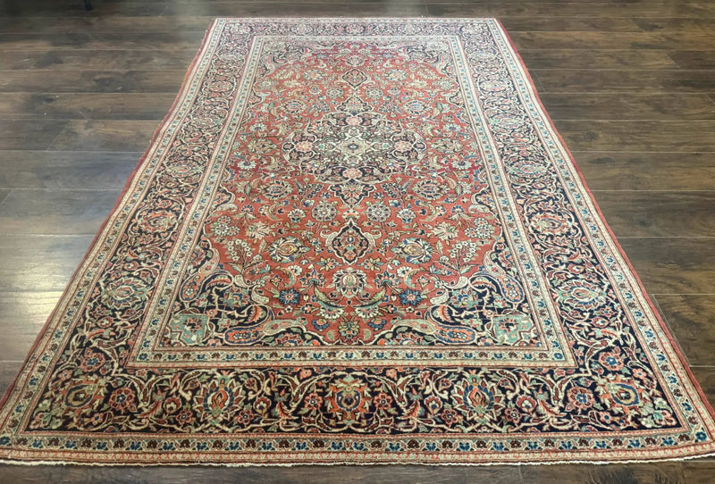 Persian Kashan Rug 4x7, Red, Floral Medallion, Vintage, Wool by Jewel Rugs