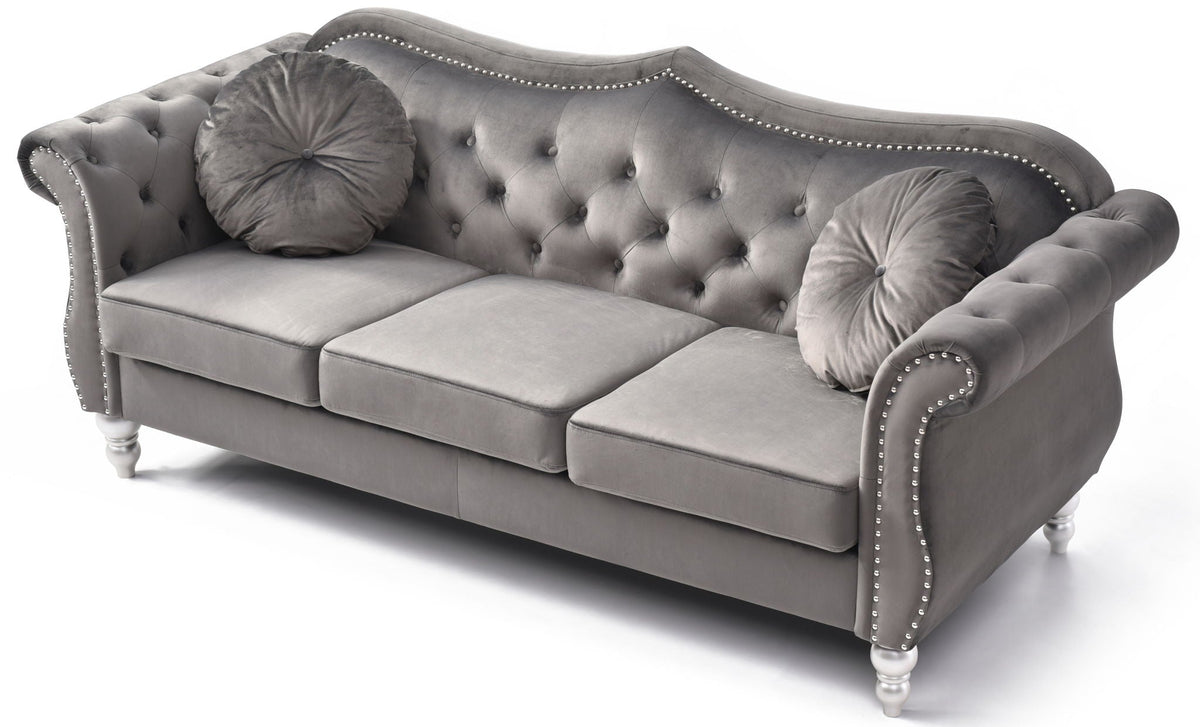 Hollywood Sofa with Tufted Back and Nailhead Trim - Multiple Colors, photo 9 of 28