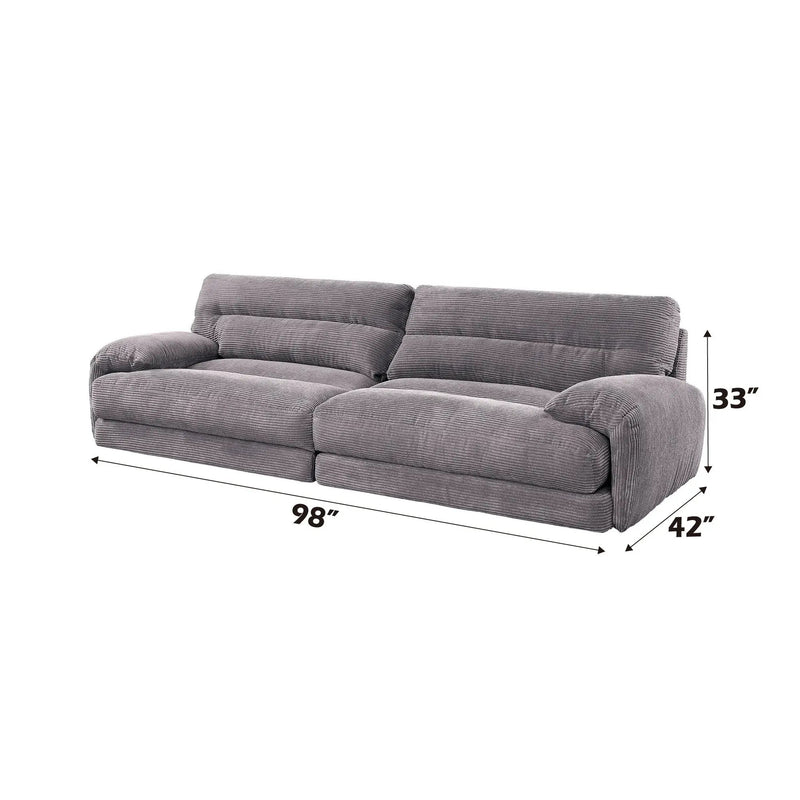 Cadenza Corduroy Loveseat - Gray by HouseOfZazla