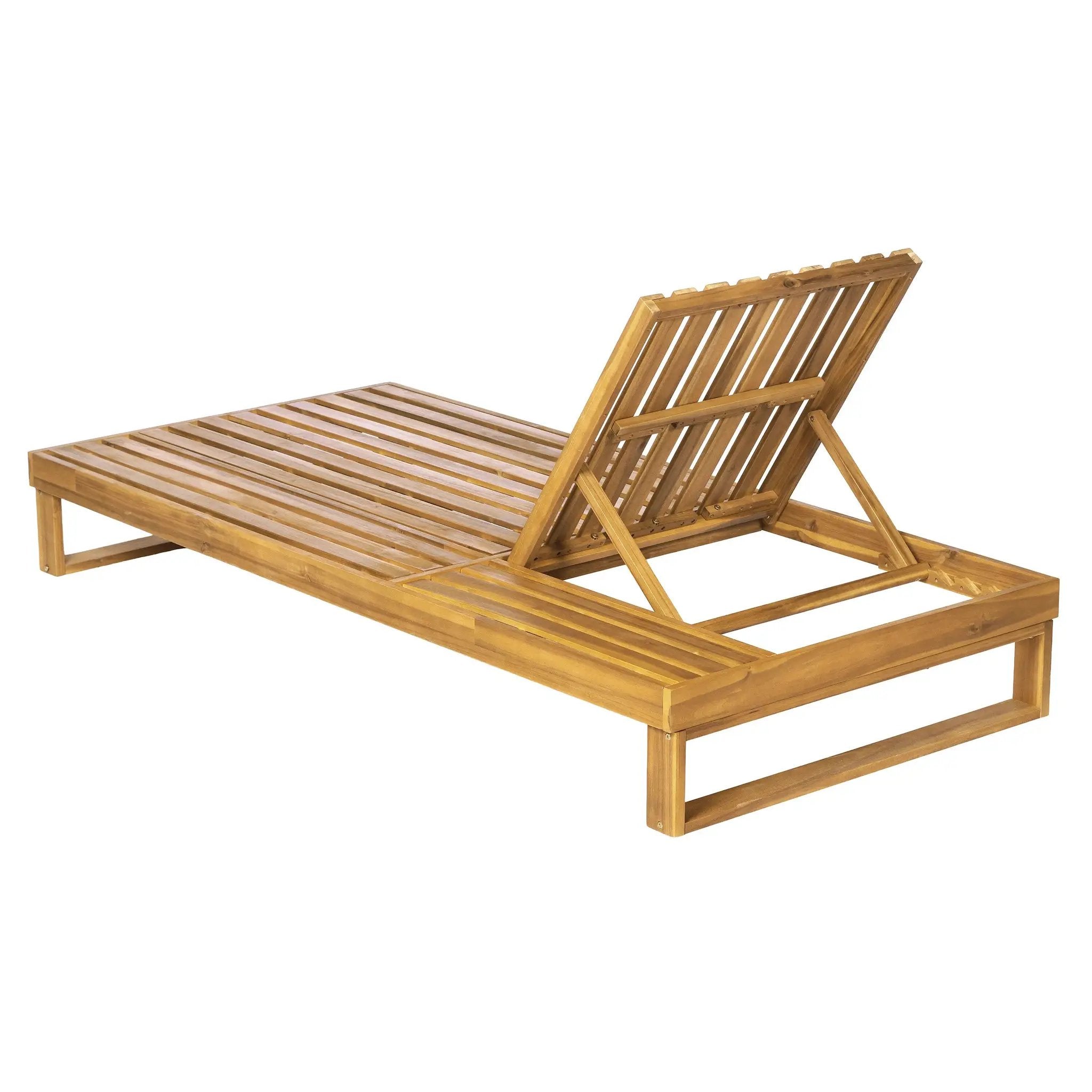 Acacia Wood Chaise Lounge Teak Finish with Adjustable Recliner by HouseOfZazla