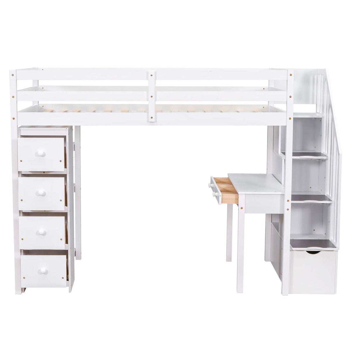 Loft Bed With Storage Drawers, Desk And Stairs With Shelves, photo 7 of 14