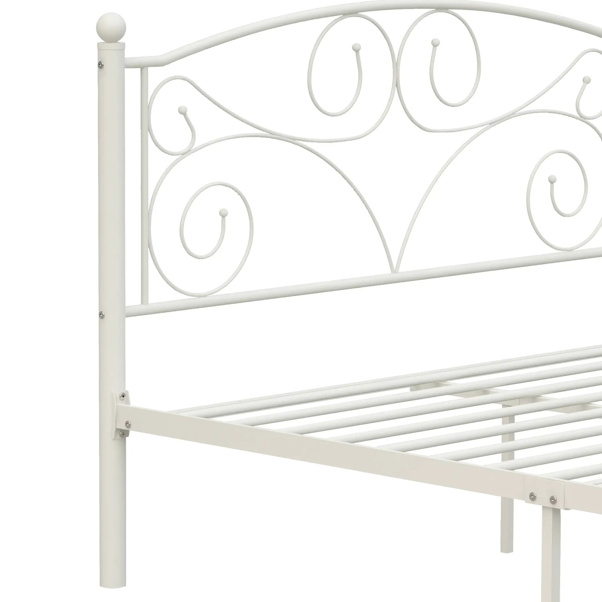 Full Size Unique Flower Sturdy System Metal Bed Frame with Headboard by HouseOfZazla
