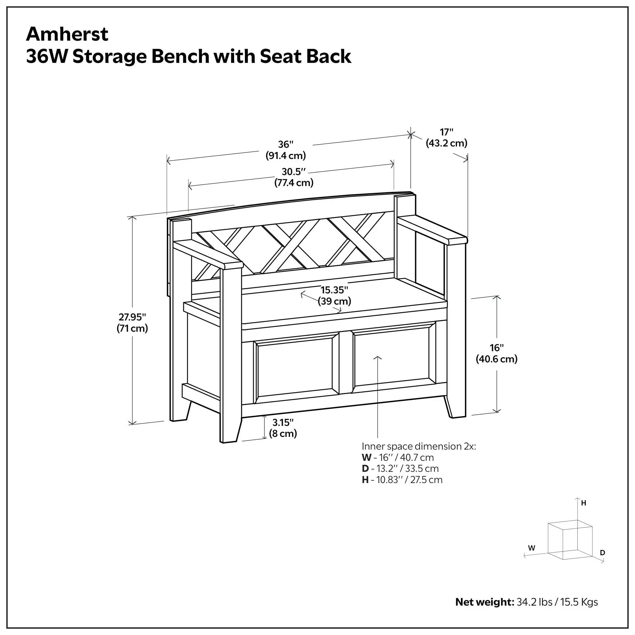 Amherst - Small Transitional Entryway Storage Bench by HouseOfZazla