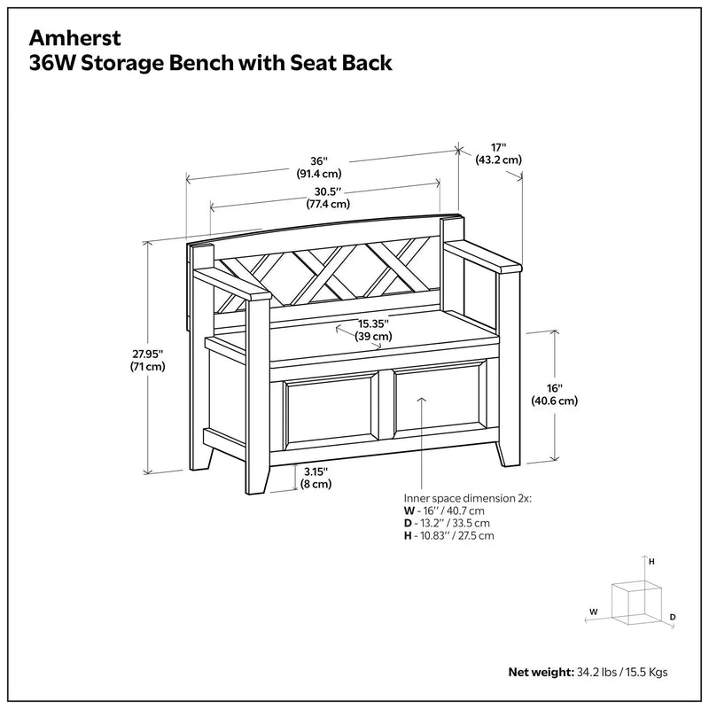 Amherst - Small Transitional Entryway Storage Bench by HouseOfZazla