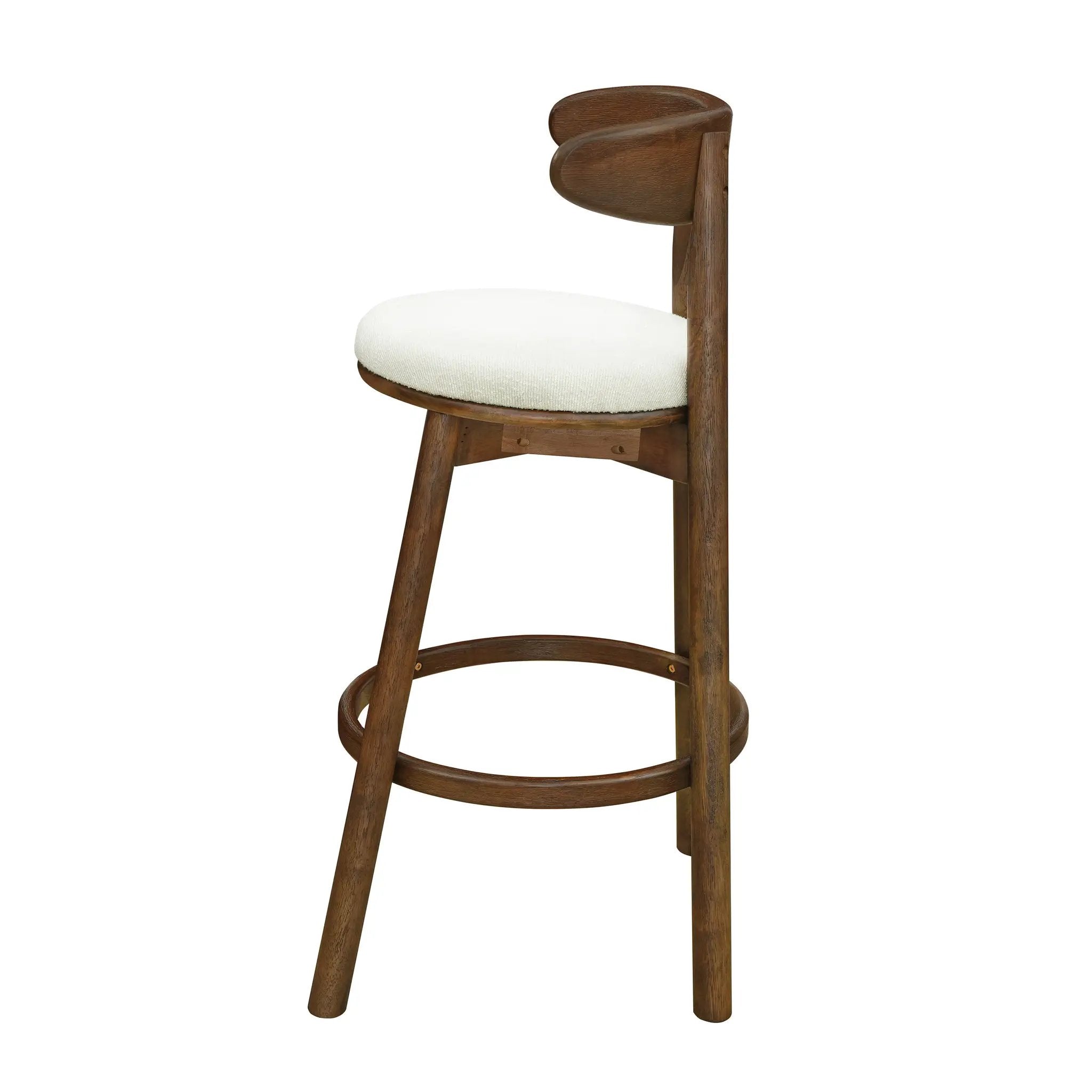 Round Cushion Bar Stools (Walnut + Beige) by HouseOfZazla