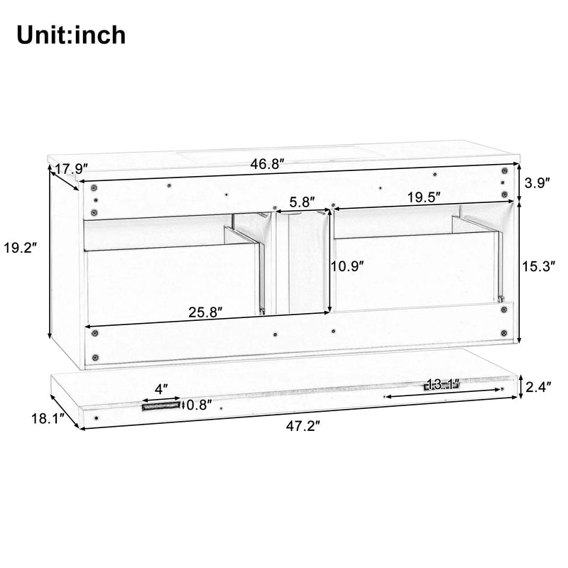 48 Inch Wall Mounted Bathroom Vanity Cabinet by HouseOfZazla
