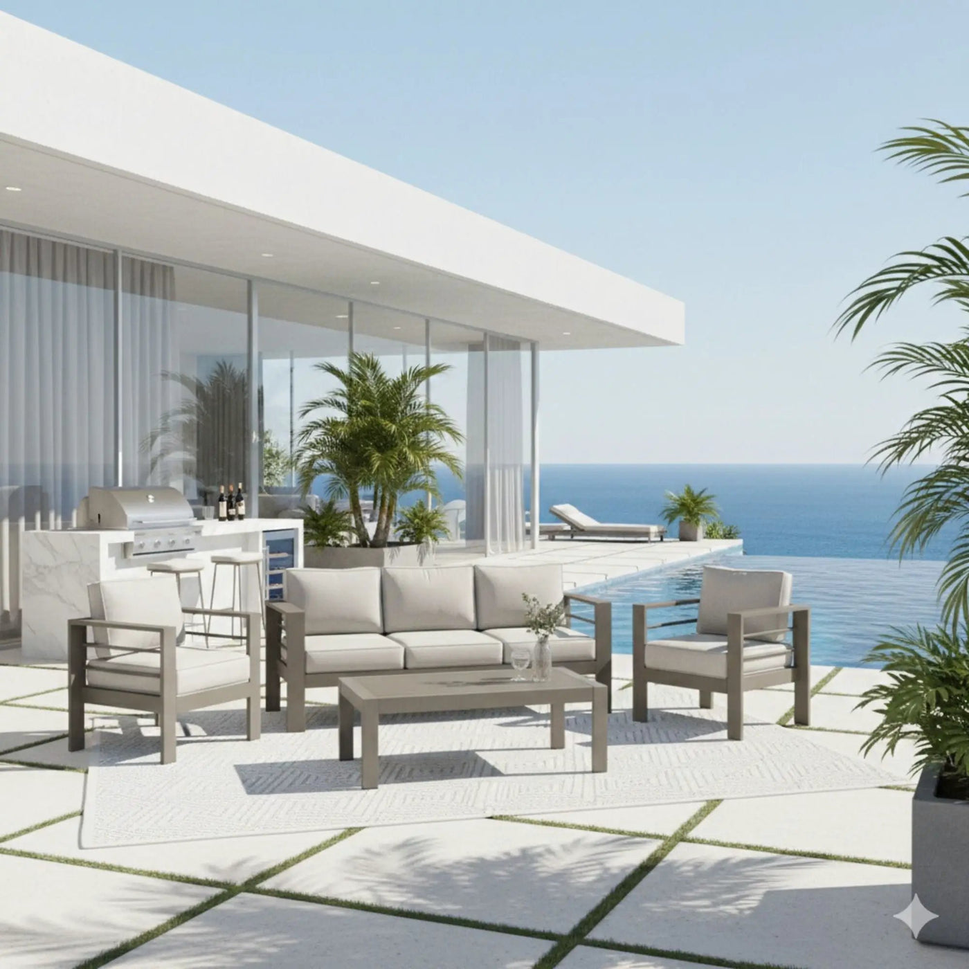 Outdoor Patio Set, All-Weather With Thick Cushions by HouseOfZazla