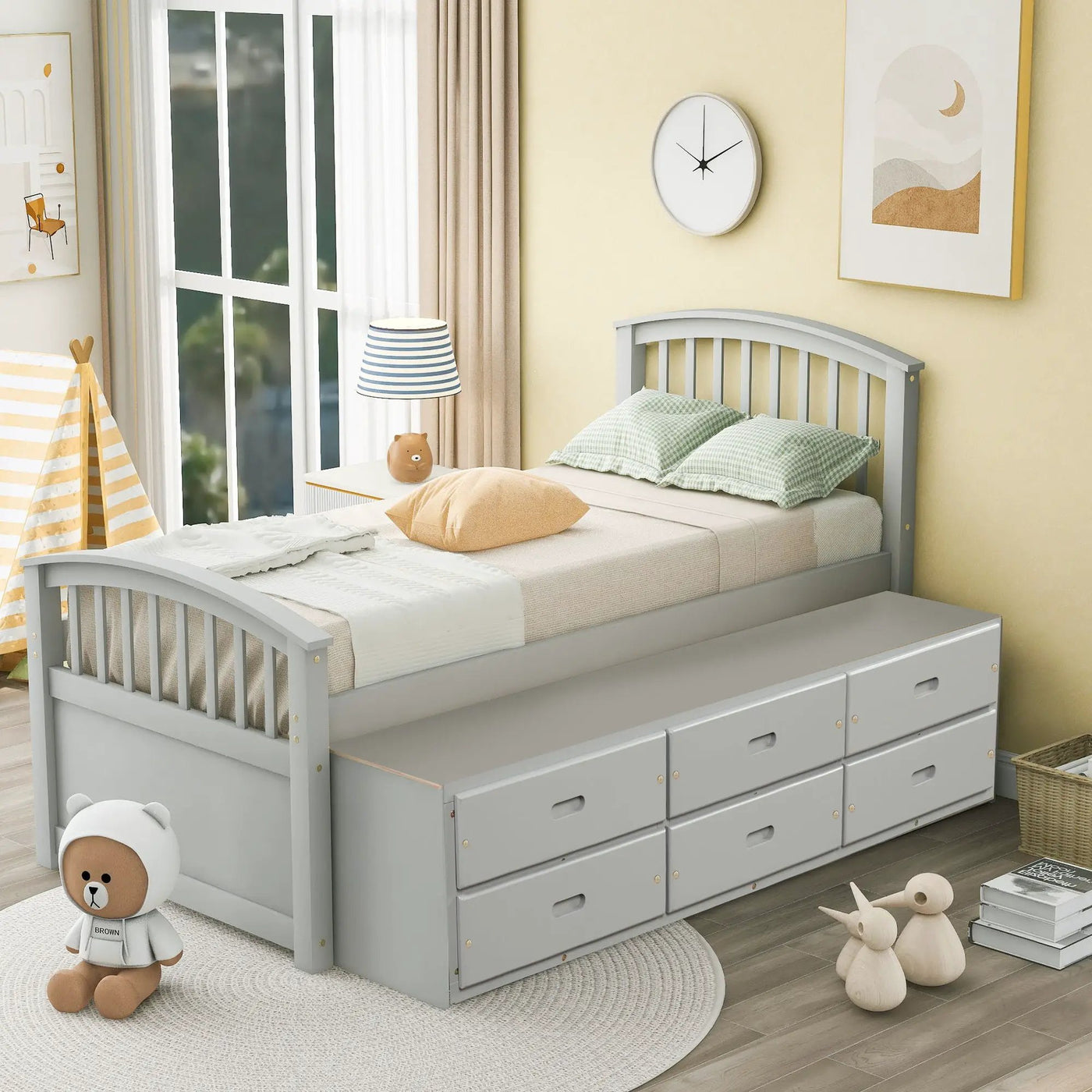 Platform Storage Bed Solid Wood Bed With 6 Drawers by HouseOfZazla