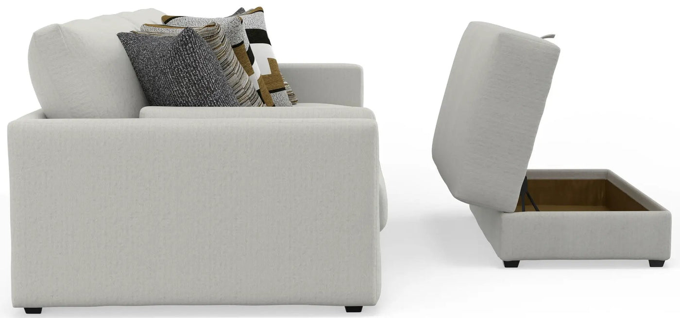 Trevor - Extra Deep Oversized Sofa With Included Storage Cocktail Ottoman by Unique Piece Furniture