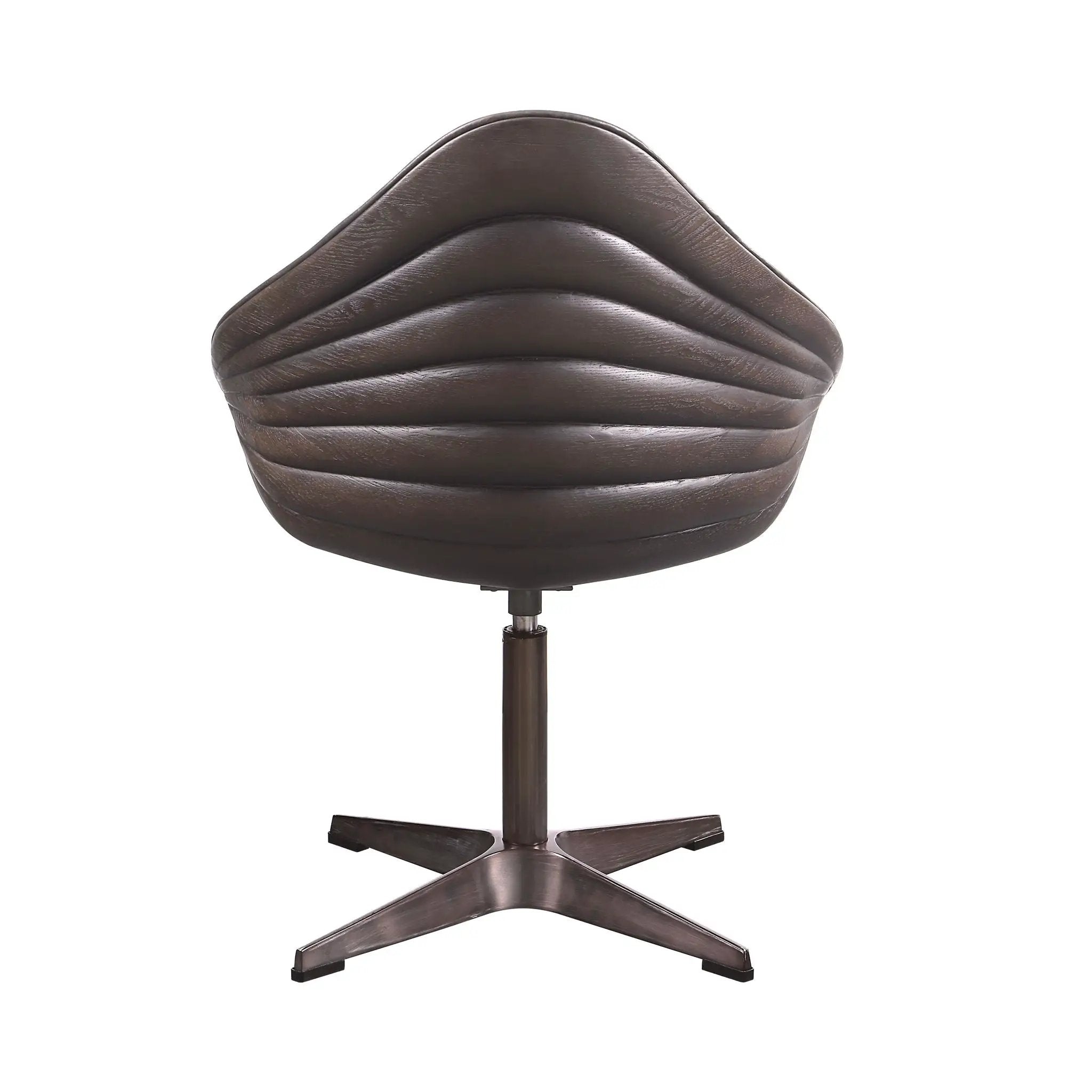 Pipino - Top Grain Leather Accent Chair With Swivel - Antique Ebony by HouseOfZazla
