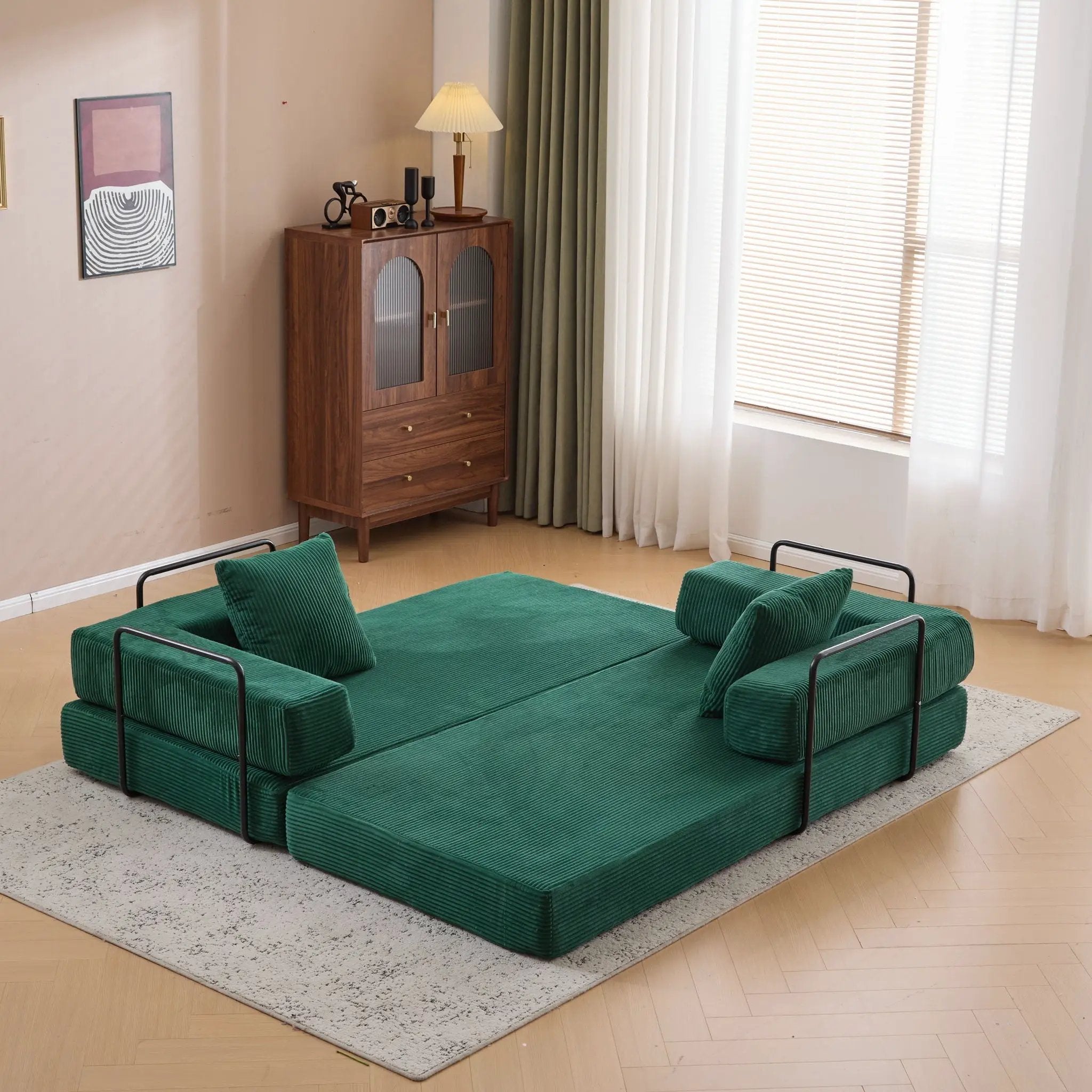 Floor Couch, Convertible Floor Sofa Bed With Pillow Back Support Armrest by HouseOfZazla