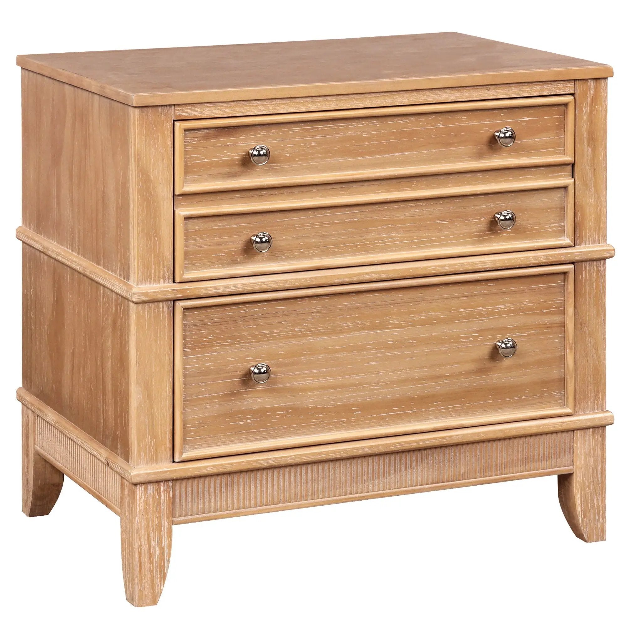 Hazel - 3 Drawer Side Table For Living Room, Hallway, Entryway Solid Wood With Silver Handles - Natural by Unique Piece Furniture