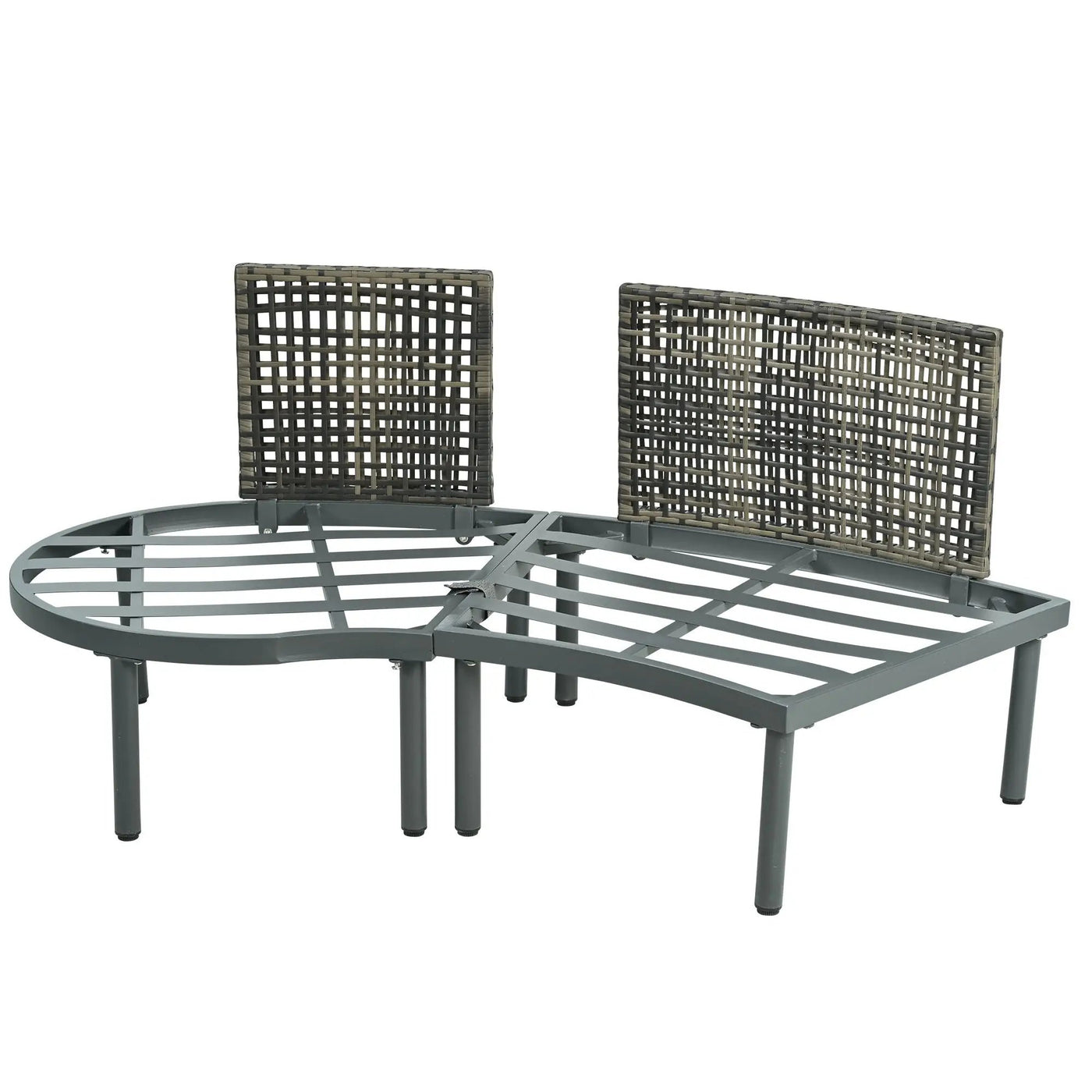6 Piece Patio Set, Half Moon Outdoor Sectional Sofa With 2 High Low Coffee Tables, 4 Pillows & Cushions by HouseOfZazla