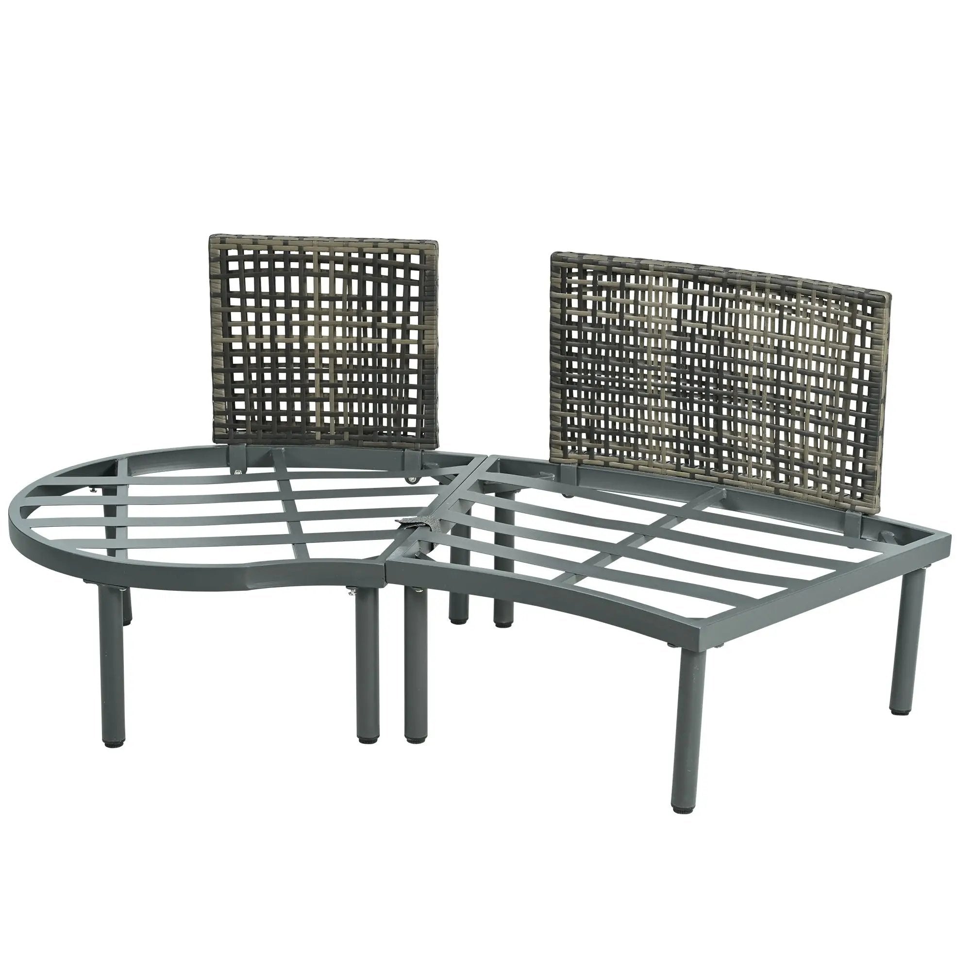 6 Piece Patio Set, Half Moon Outdoor Sectional Sofa With 2 High Low Coffee Tables, 4 Pillows & Cushions by HouseOfZazla