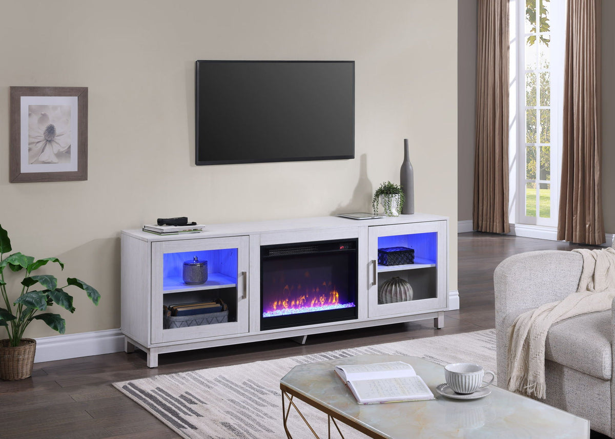 Summit - TV Stand Console With Fireplace - White Walnut Finish, photo 5 of 7