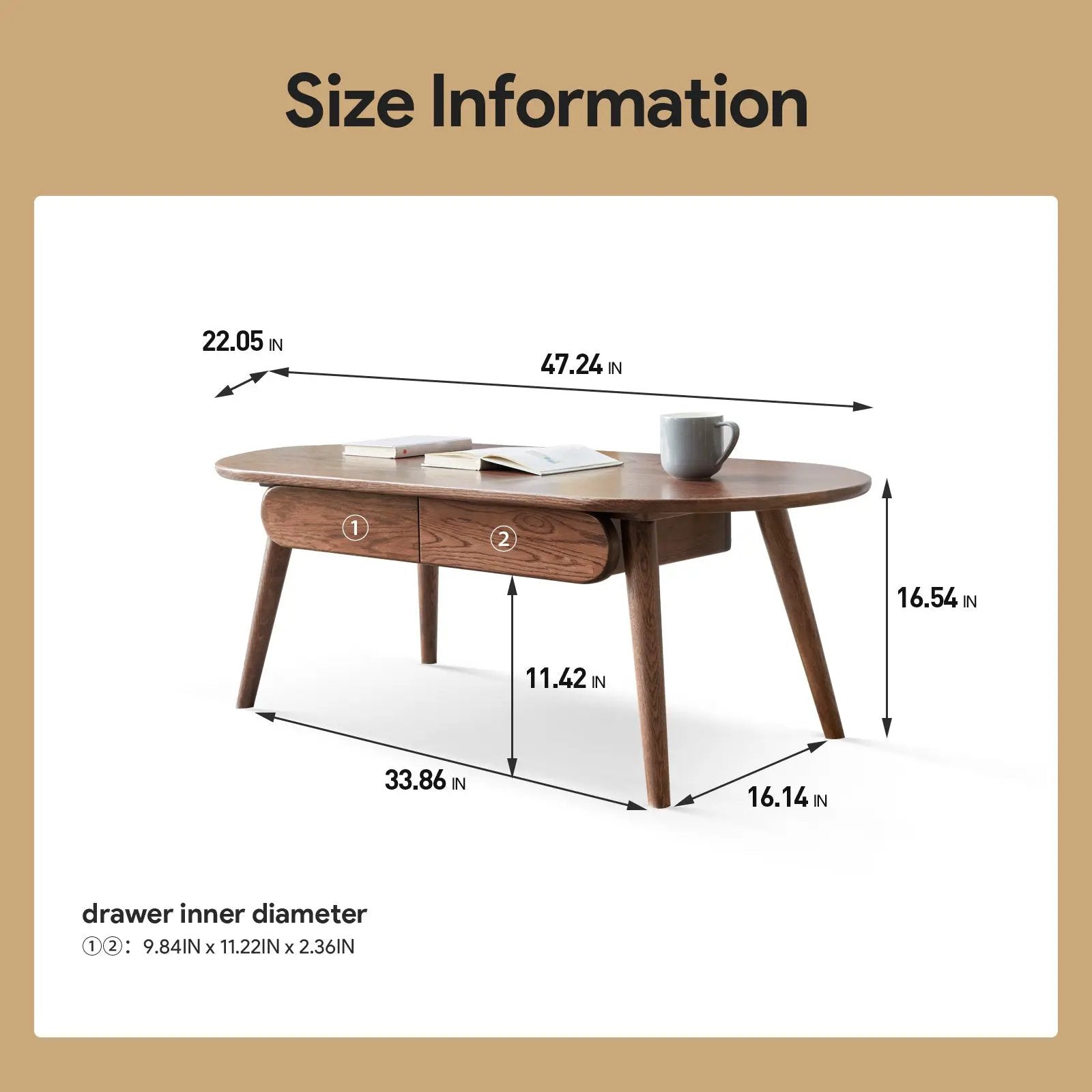 Capsule Centre Table - Solid Oak Wood Coffee Table by HouseOfZazla