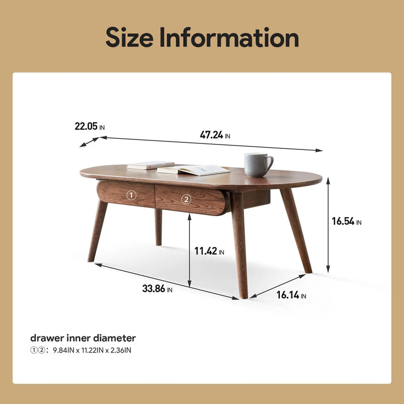 Capsule Centre Table - Solid Oak Wood Coffee Table by HouseOfZazla